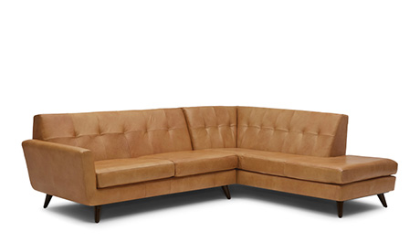 Hughes Leather Sectional with Bumper (2 piece)
